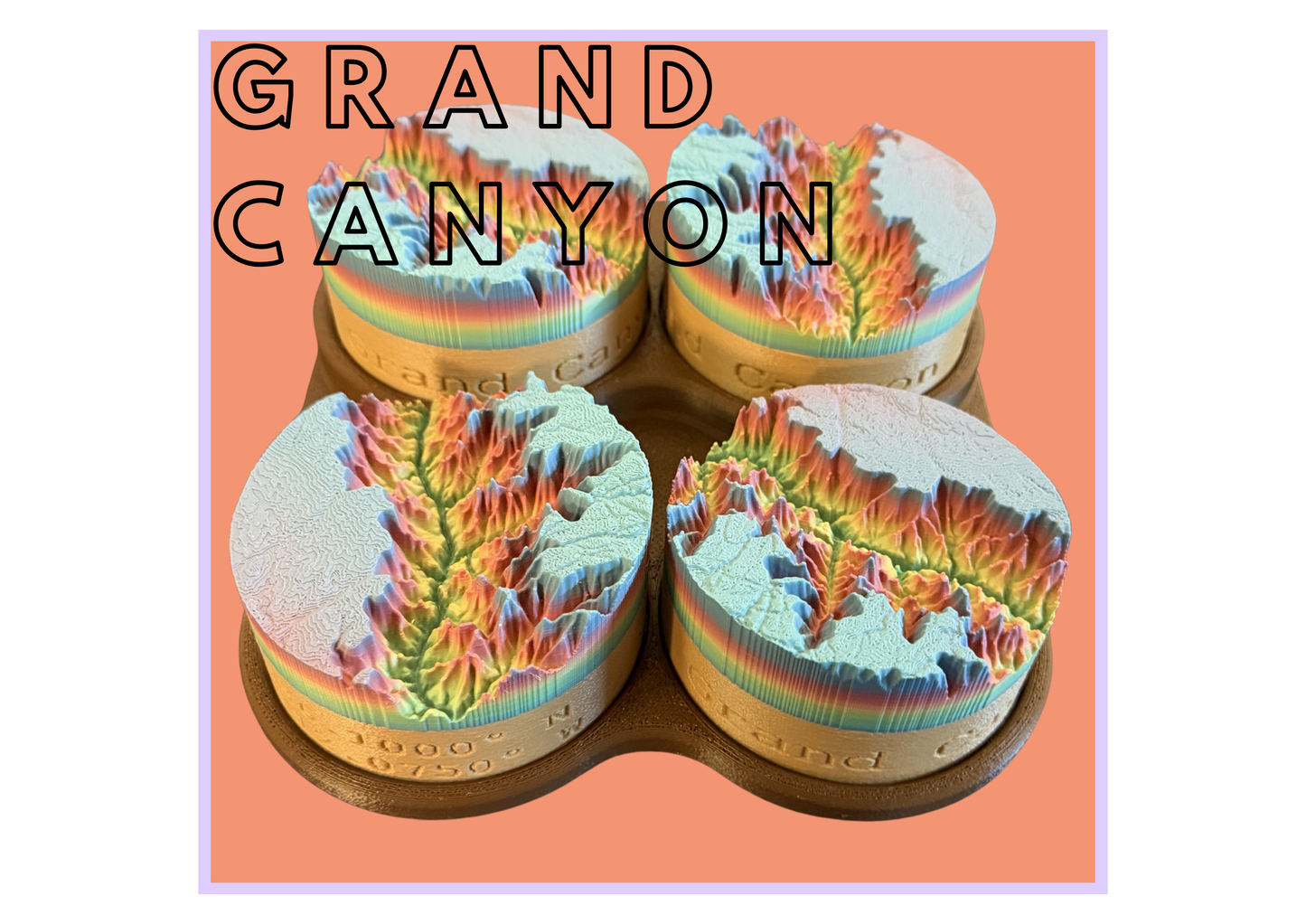 Grand Canyon National Park 3D Topographic Map (4 Pack)
