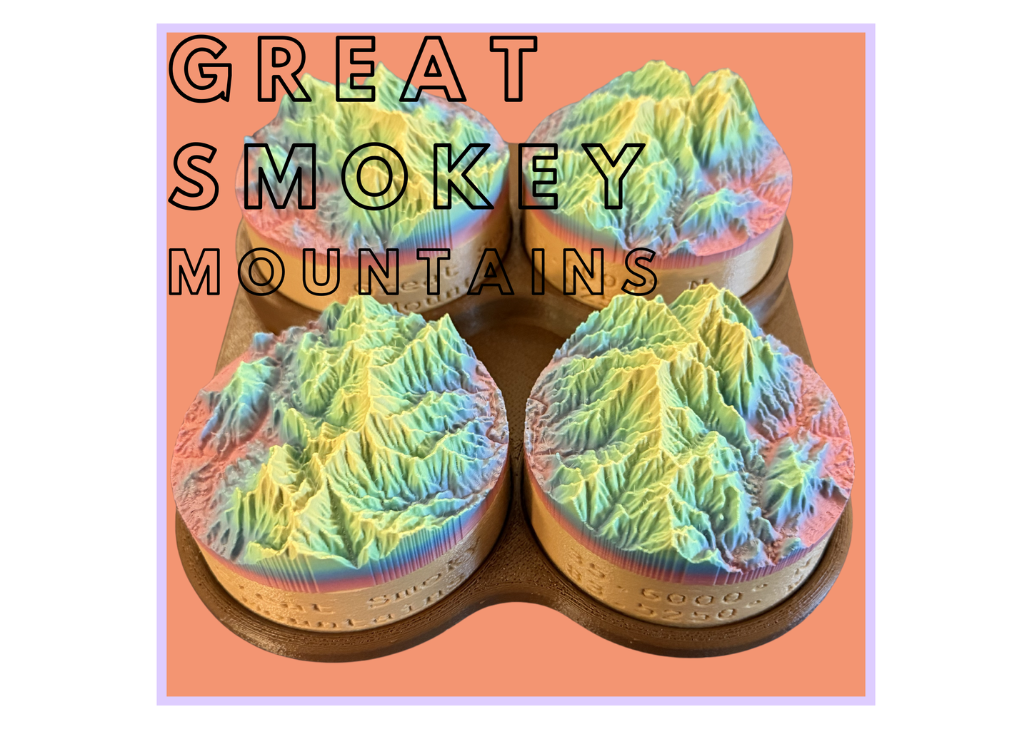 Great Smoky Mountains National Park 3D Topographic Map (4 Pack)